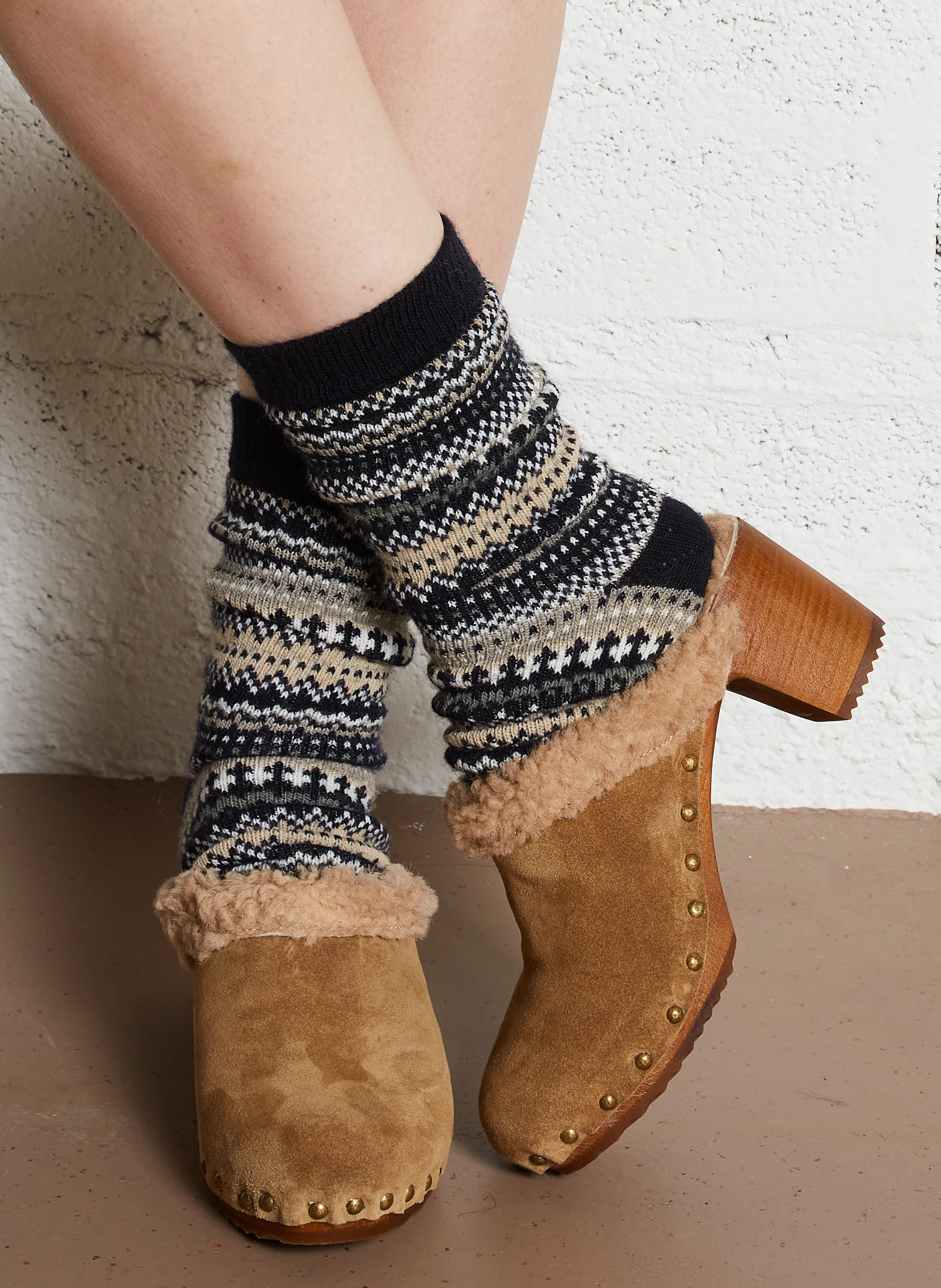 CANDICE - Sabot fourré en cuir| Beige