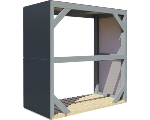Haardhoutopslag Bertilo 151 x 75 x 154 cm antracietgrijs