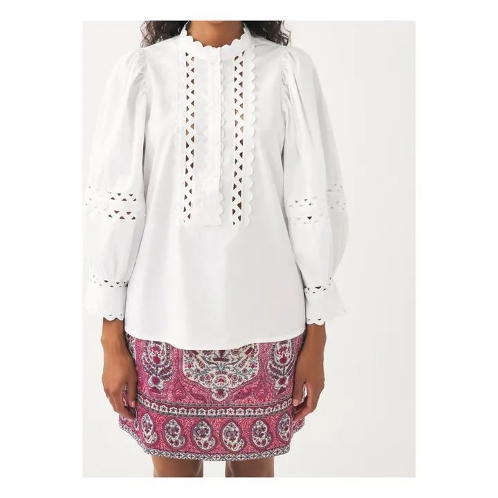 Antik Batik Blouse Rodo Popeline de Coton | Blanc
