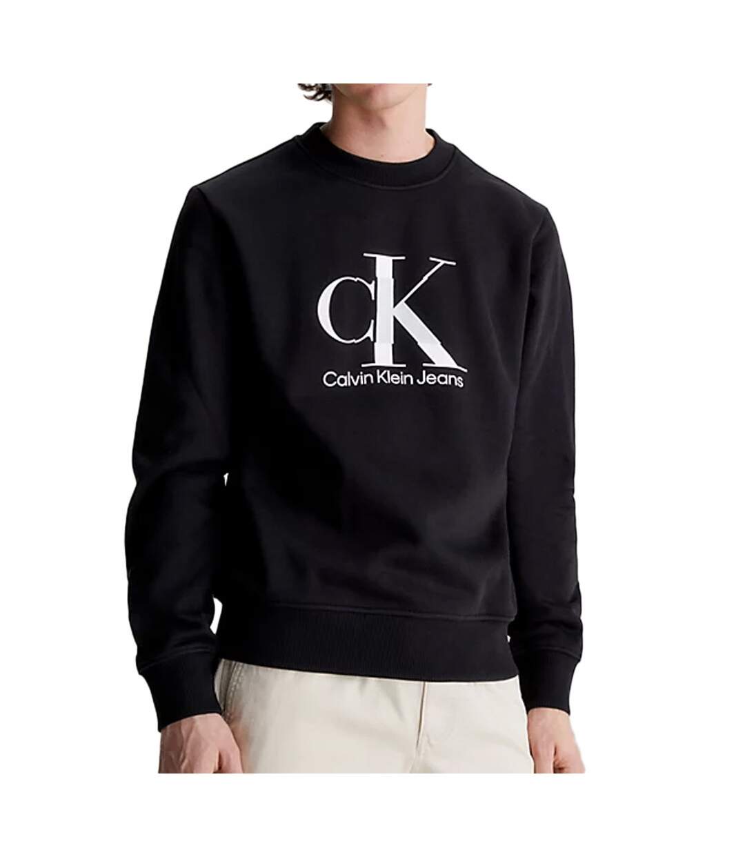 Sweat Noir Homme Calvin Klein Jeans Disrupted