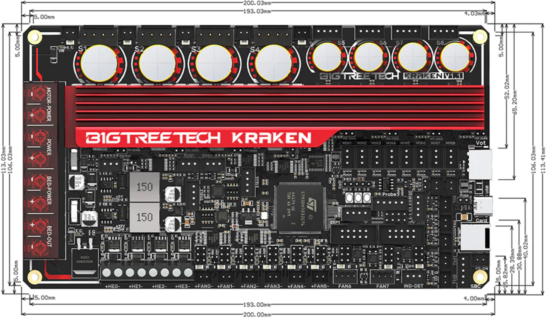 BIGTREETECH  Kraken V1.1    Leistungsstarke 32 Bit Hauptplatine für Großraumdrucker