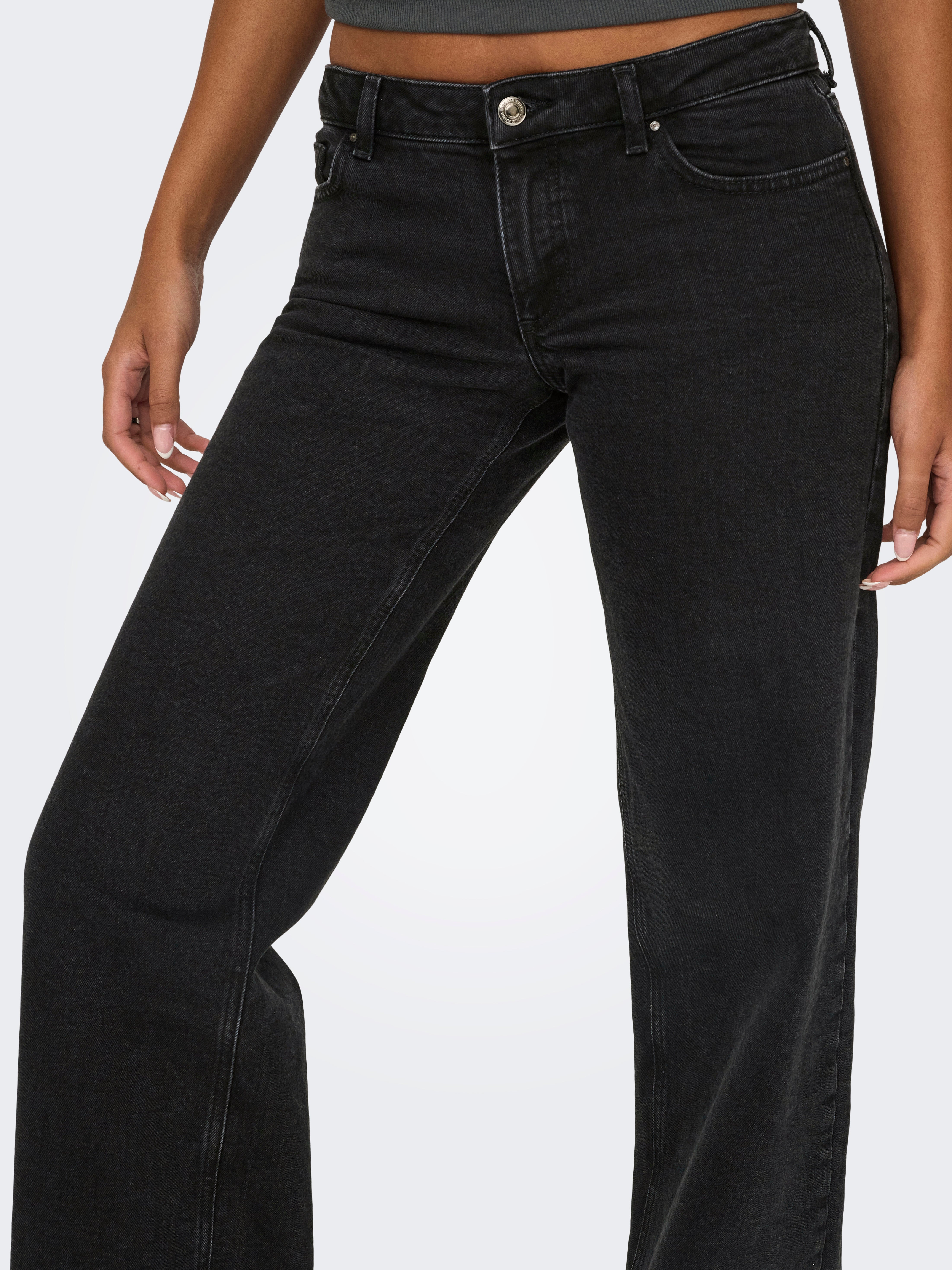ONLJUICY Niedrige Taille Weiter Beinschnitt Jeans Washed Black