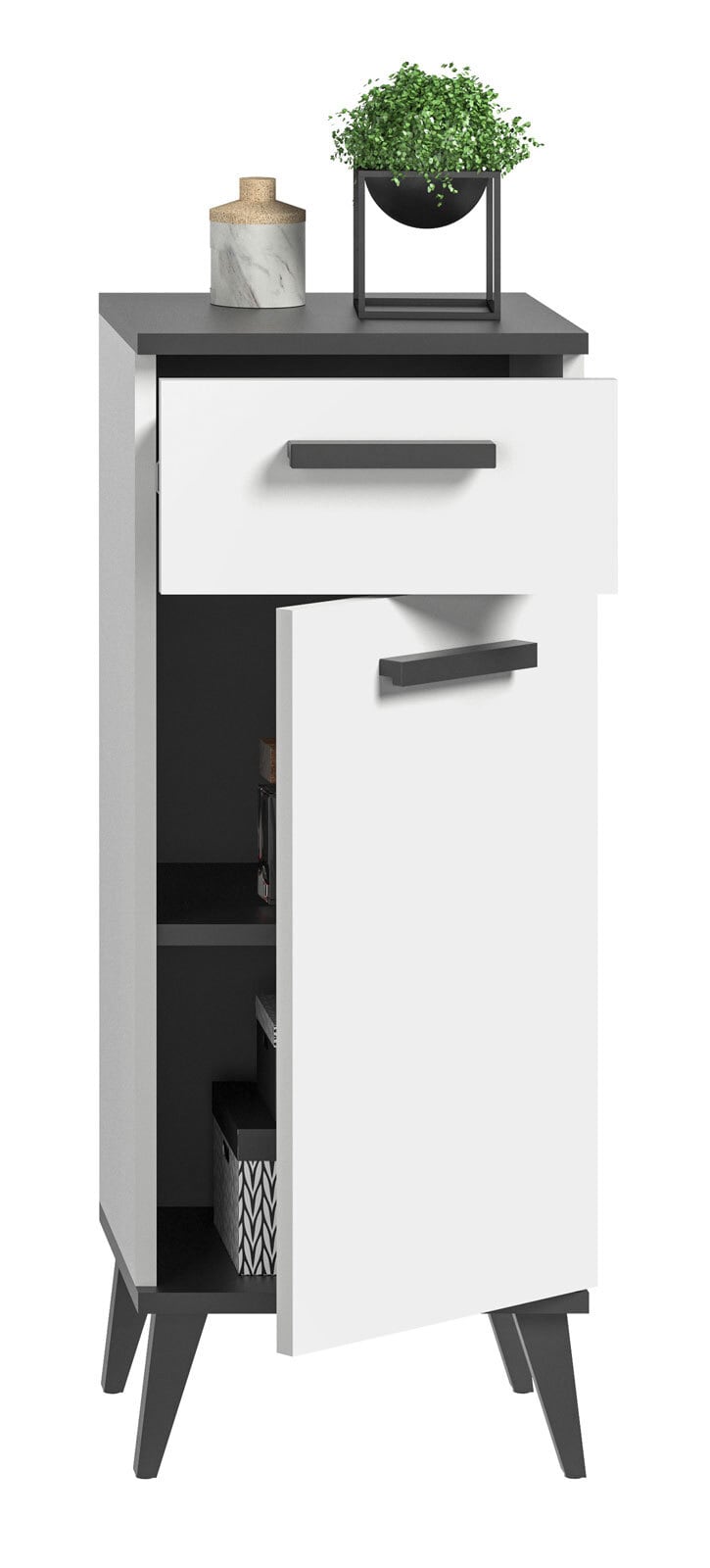 Standschrank Rocket Weiß / Anthrazit grau 34x87x31 cm