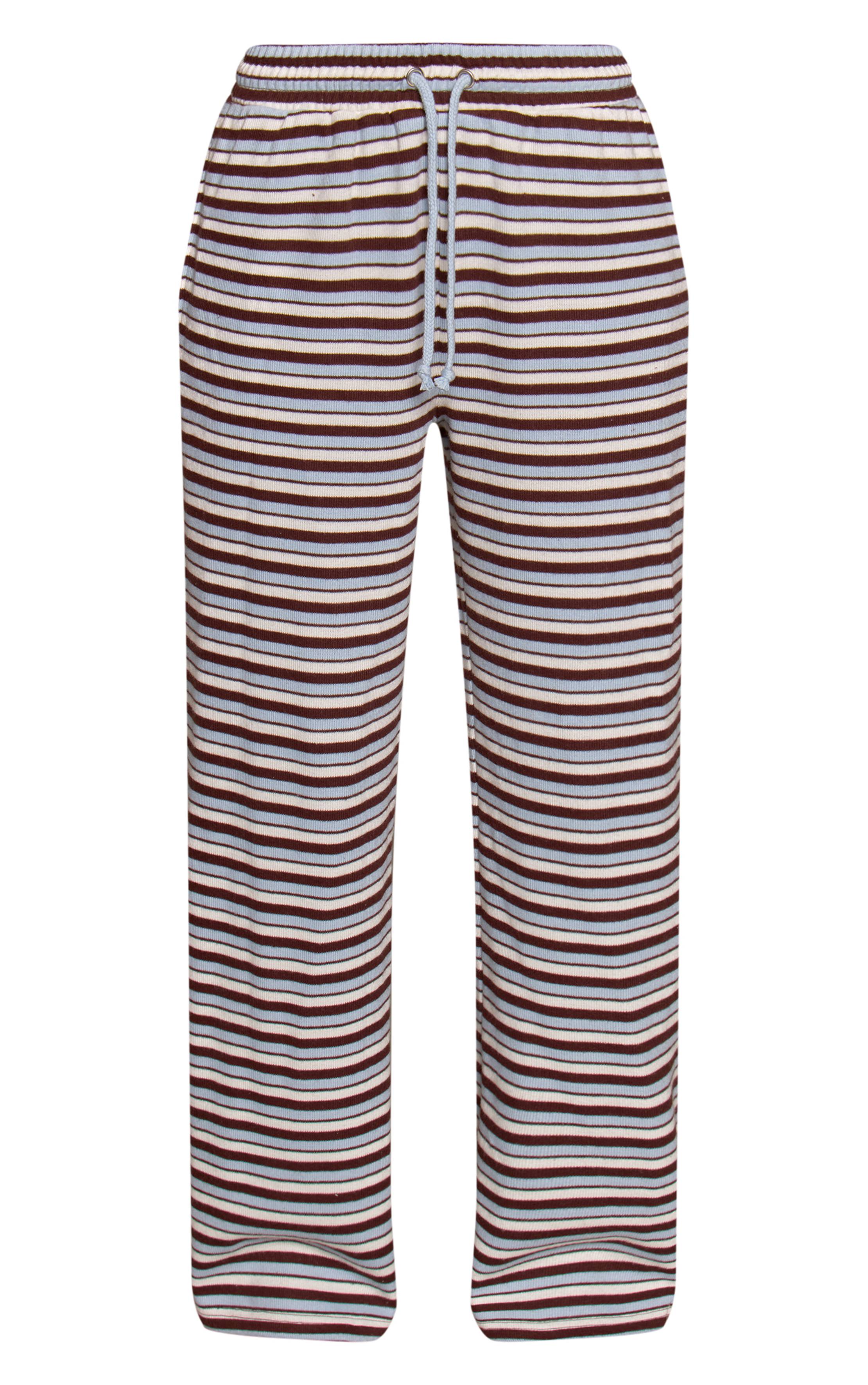 Bleu Clair Pantalon De Jogging Large À Rayures Toucher Doux