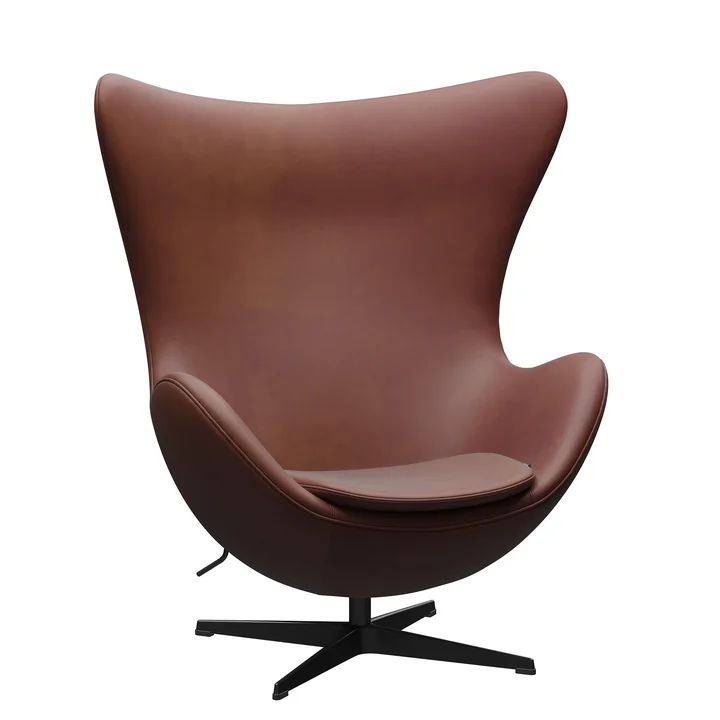 Fritz Hansen - Egg Chair, PVD schwarz / Leder Grace Chestnut (Jubiläumsedition 2022)