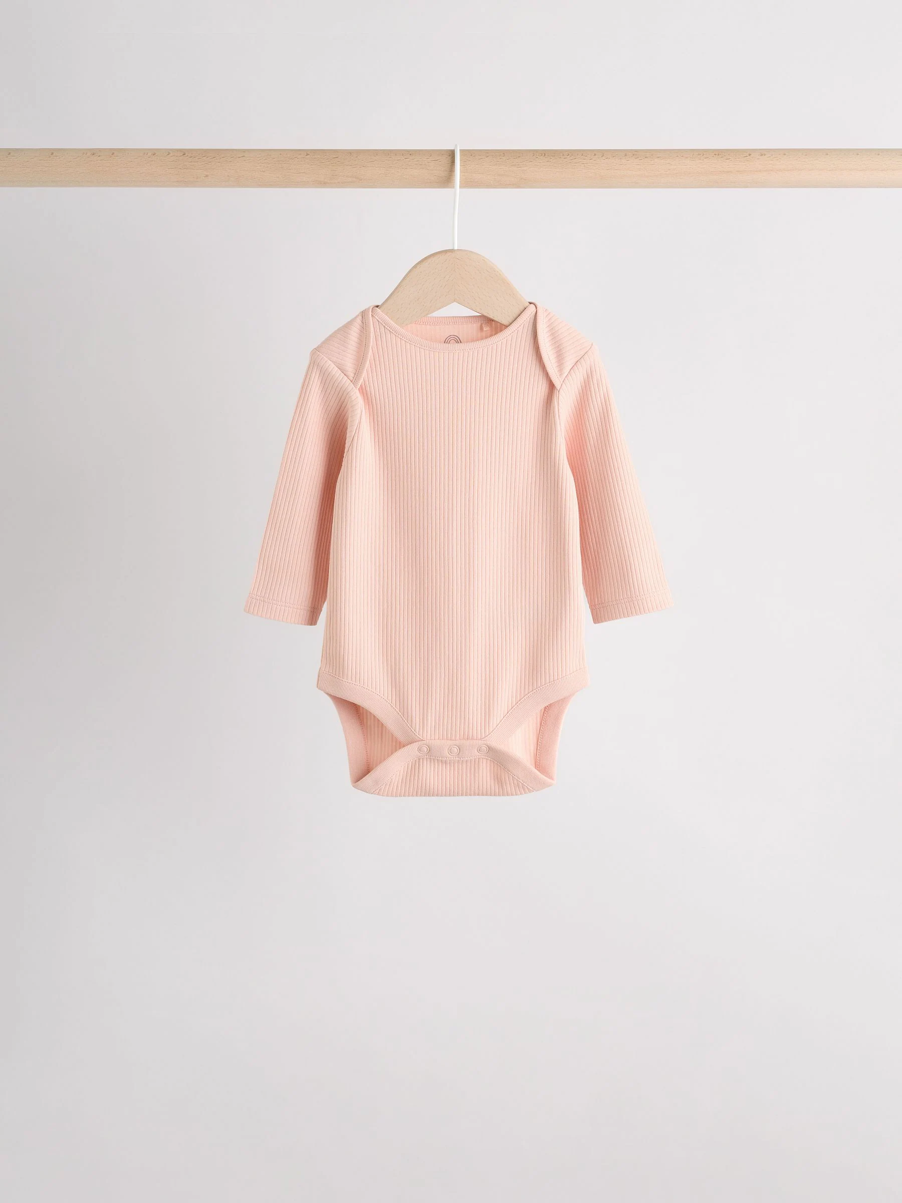 Roze - Set van 5 babyrompertjes met lange mouwen