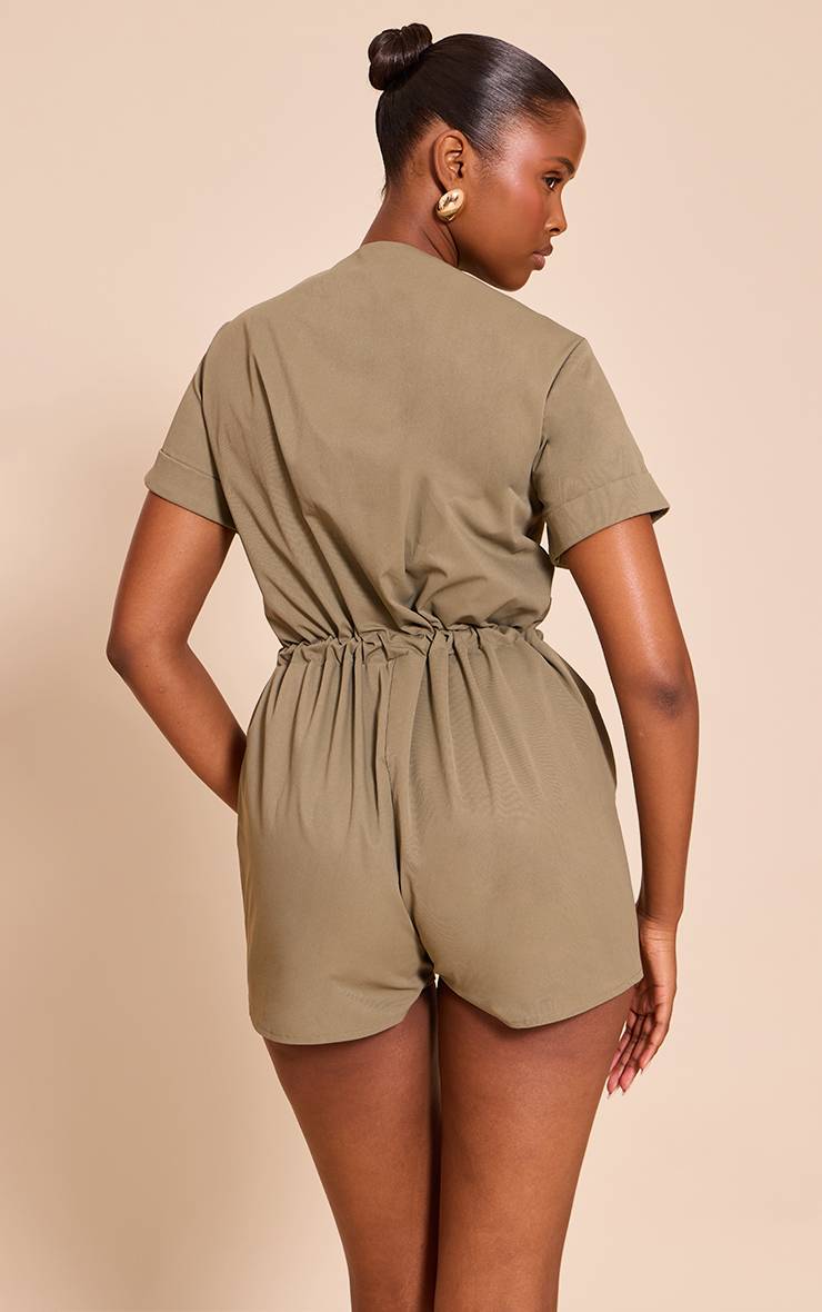 Kaki Combi-short Utilitaire À Ceinture Nouée