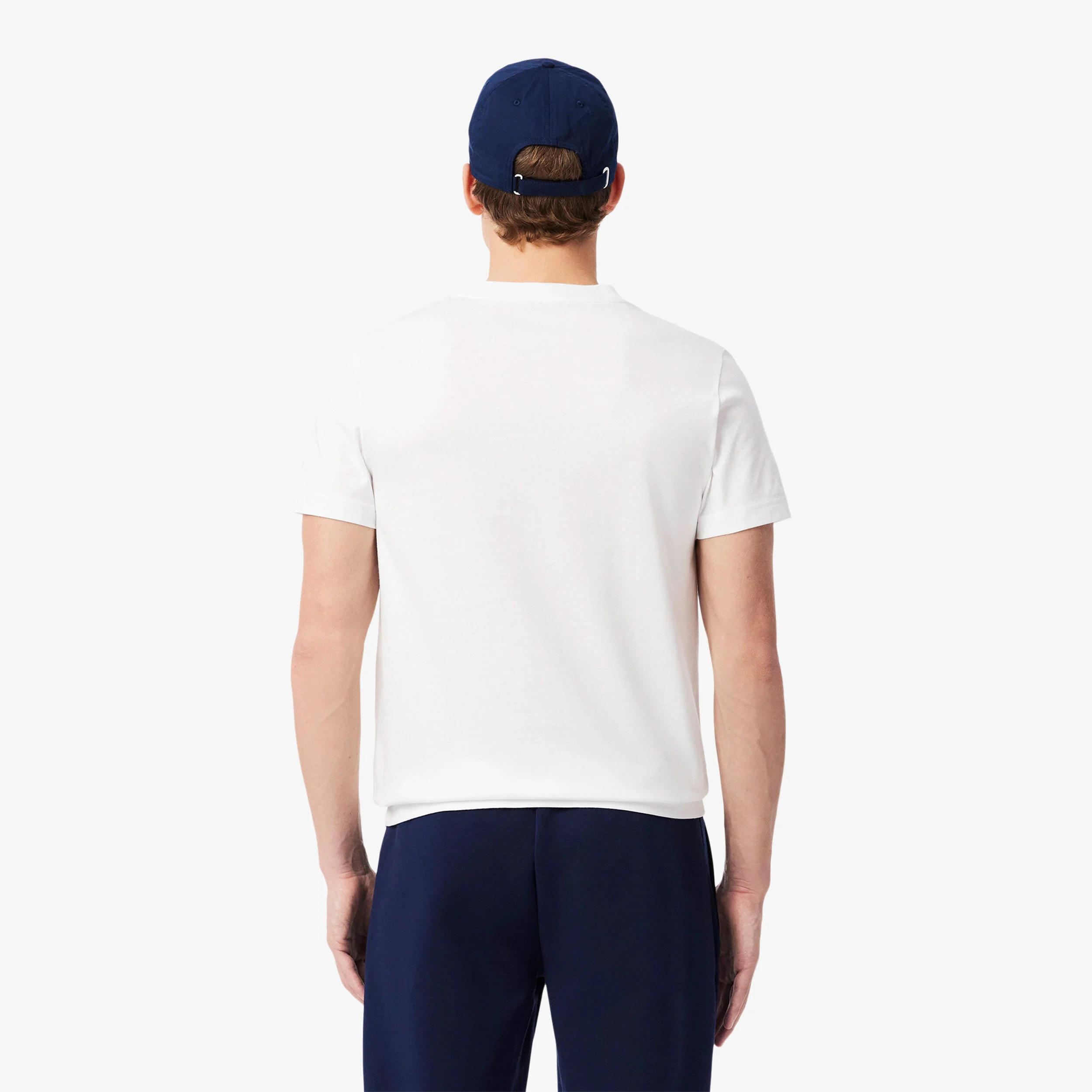 Lacoste Djokovic T-shirt Hommes - Blanc , Bleu Foncé