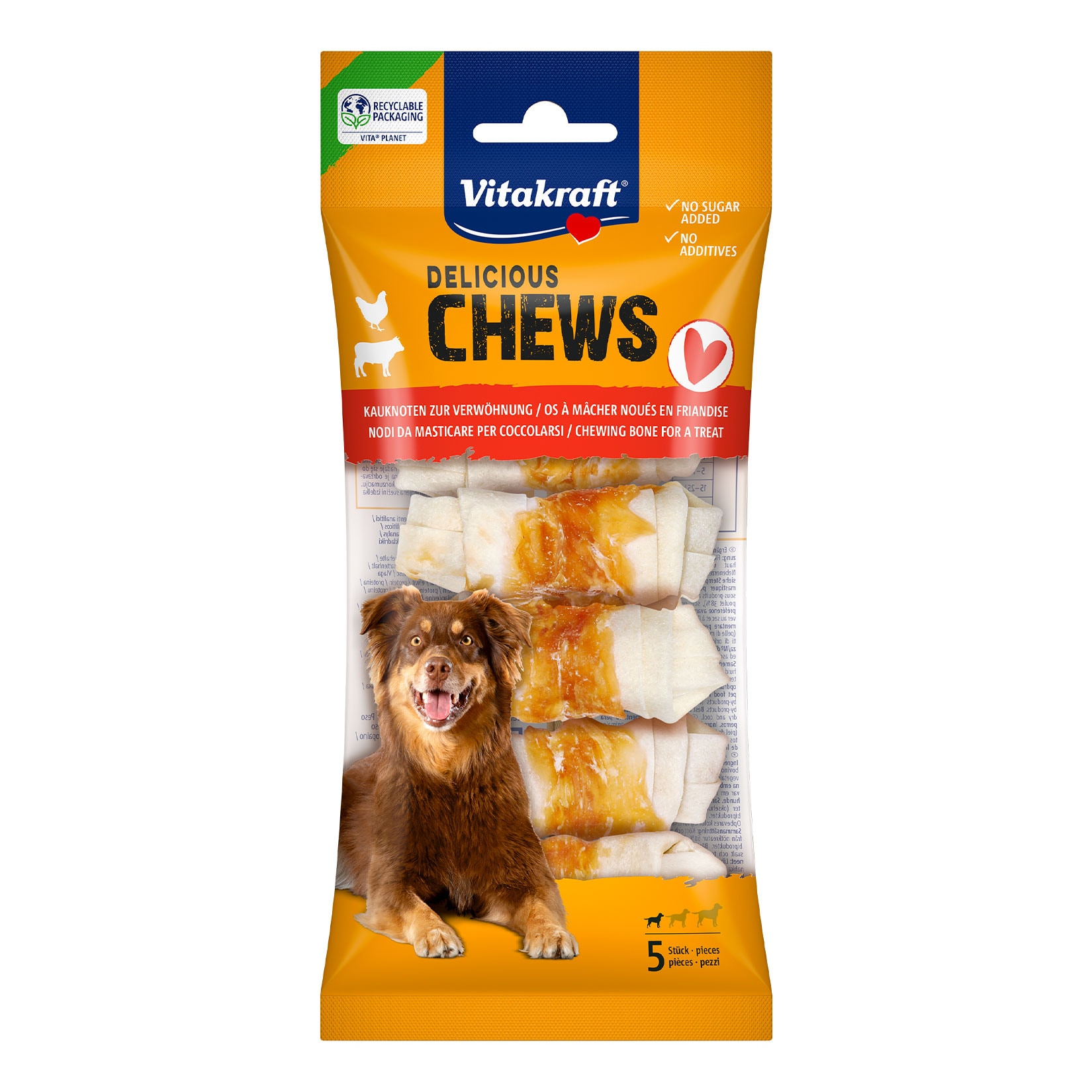 Vitakraft Delicious Chews Kauknoten Huhn S, 70g, 10er Pack