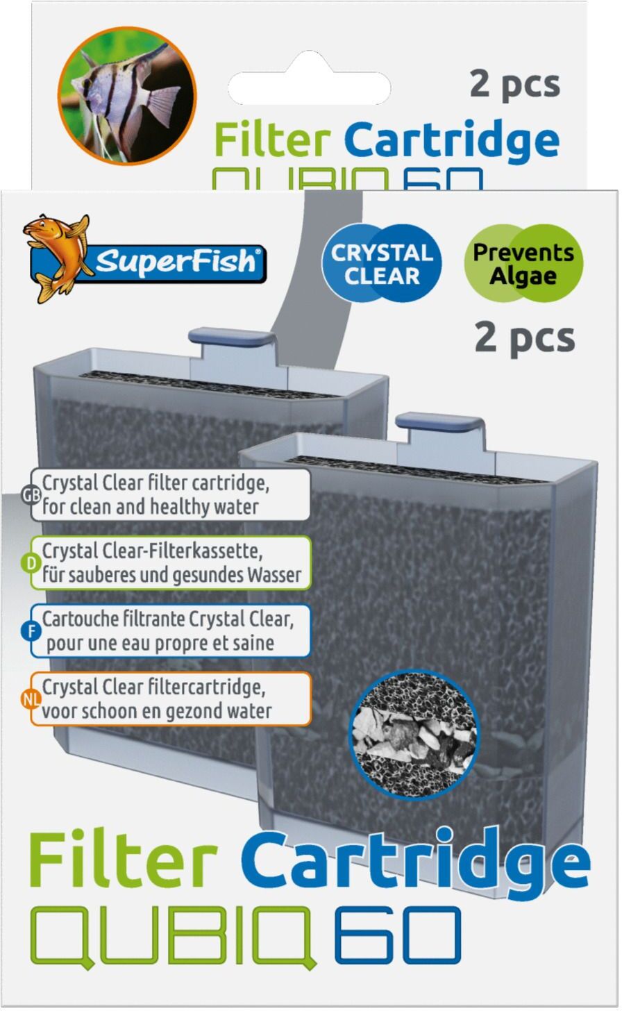 SuperFish aquarium filter cartridge QubiQ 60 2 stuks