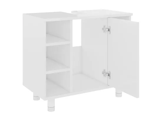 Armoire de salle de bain Blanc brillant Bois d’ingénierie
