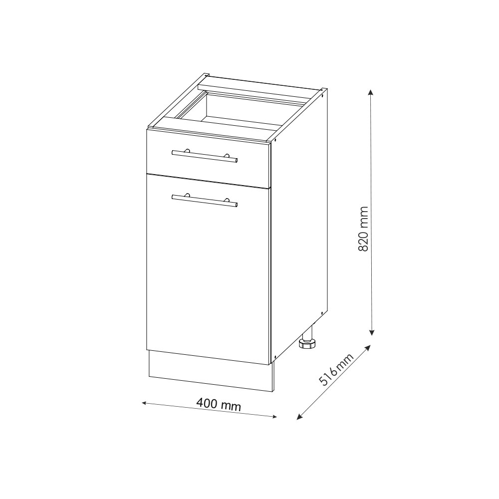 Vicco Schubunterschrank Küchenschrank Küchenmöbel Fame-Line Anthrazit Grün-Gold Landhaus 40 cm Küche Einbauküche Drehtür Schublade Einlegeboden Blende Küchenzeile