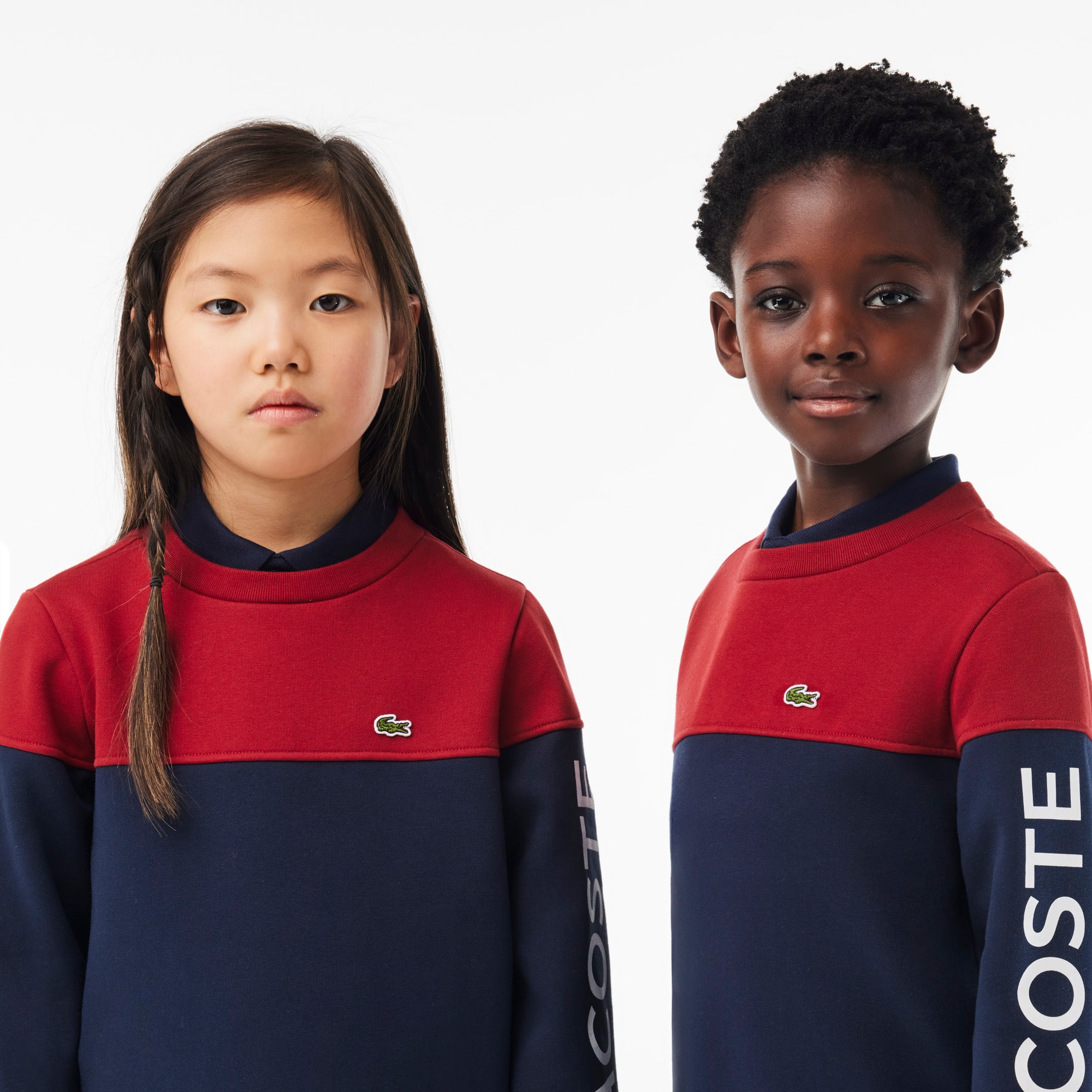 Sweatshirt enfant color-block en molleton de coton biologique Pullovers & Sweatshirts - Rouge - Lacoste - Enfant