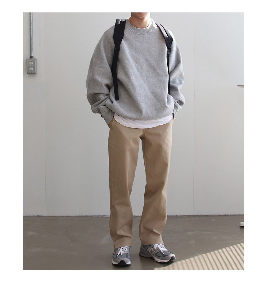 Okwano - Sweatshirt met ronde hals en effen kleur