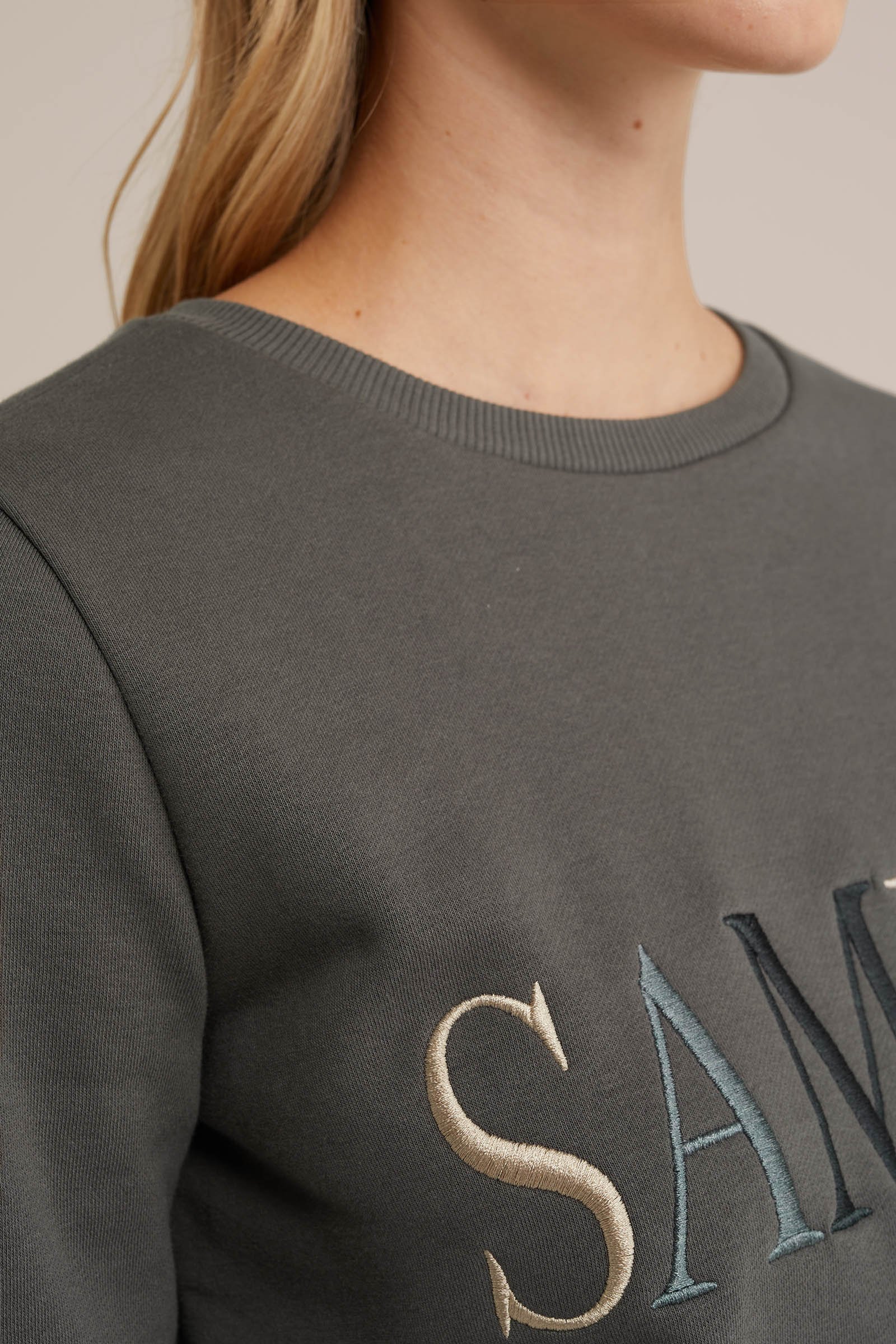 sweater met embroidery WE Fashion Legergroen