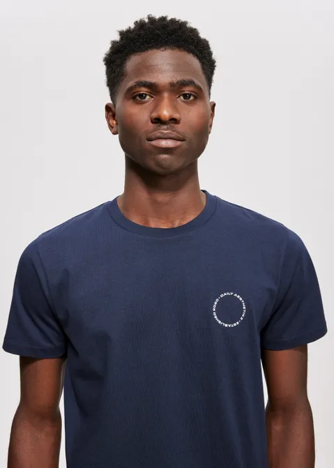 T-shirt met print merk blauw (BLW.D)