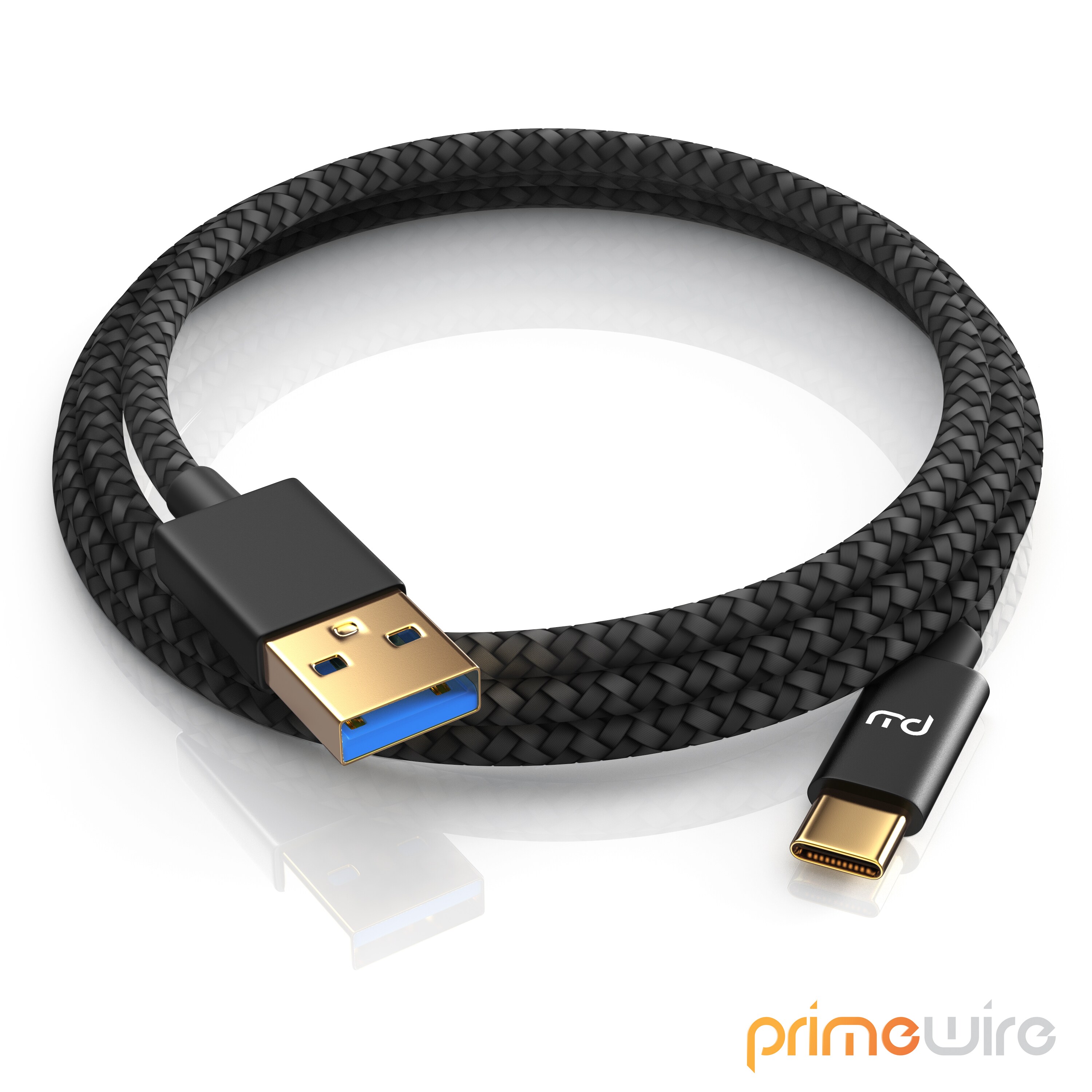 Primewire USB-C 3.1 Kabel, USB Typ C zu Typ A, Datenkabel, Ladekabel, Nylonmantel, bidirektional, Geschirmt - 0,5m
