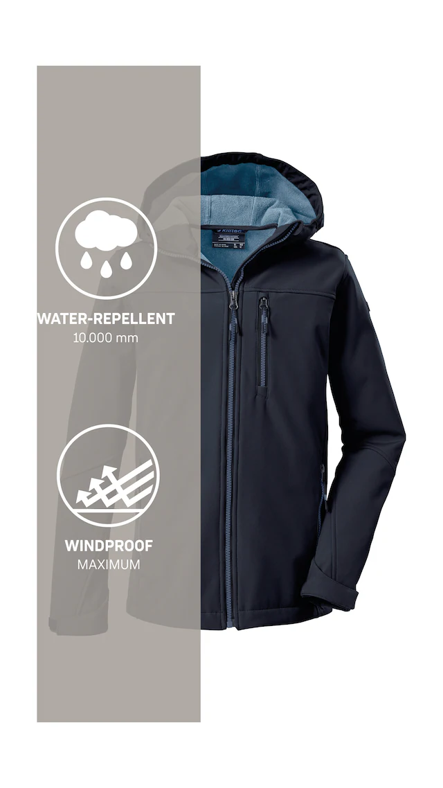 Killtec Softshelljacke »Jungen Softshelljacke« Wasserabweisende Softshelljacke mit Fleece und verstellbaren Details