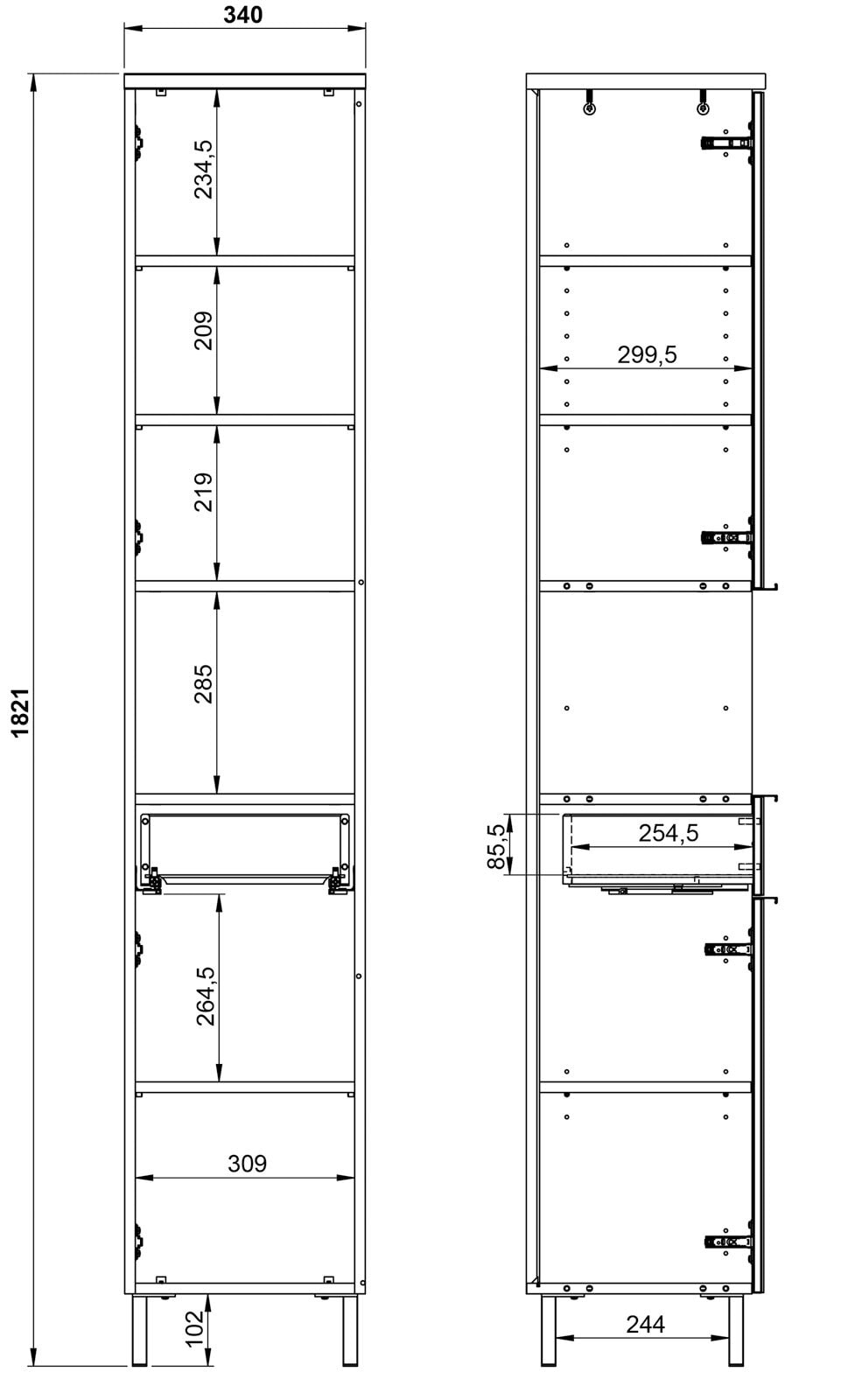 vito Hochschrank CORUS Graphit/ silbergrau