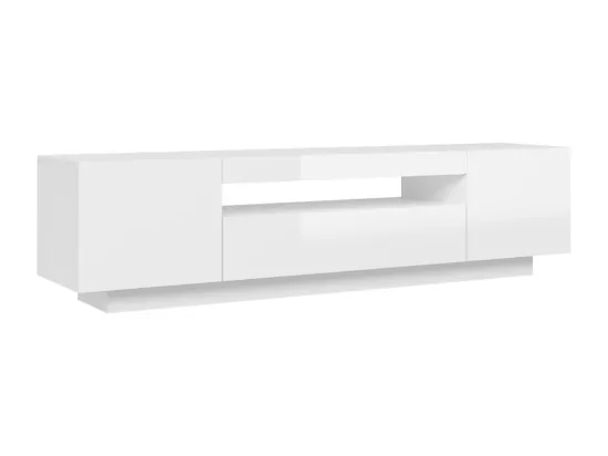 Meuble TV avec lumières LED blanc brillant 160x35x40 cm