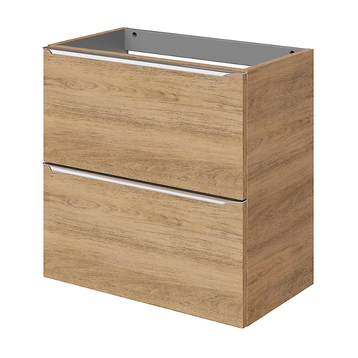 Meuble sous vasque faible profondeur à suspendre GoodHome Imandra décor chêne L. 60 x H. 60 x P. 36 cm