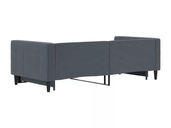 Lit de jour avec gigogne sans matelas gris foncé 90x200 cm