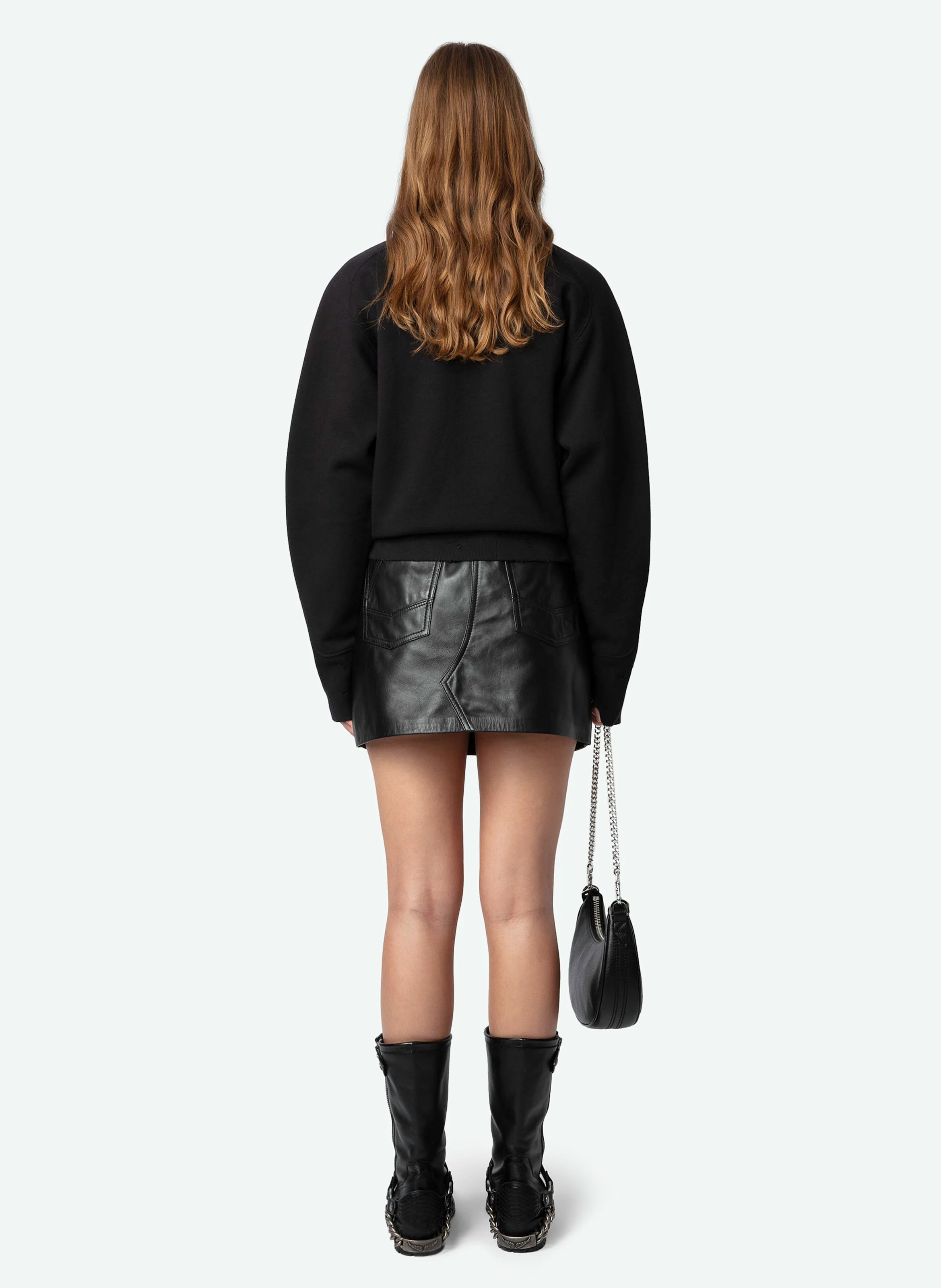 ARVENE - Sweat col rond imprimé en coton bio | Gris