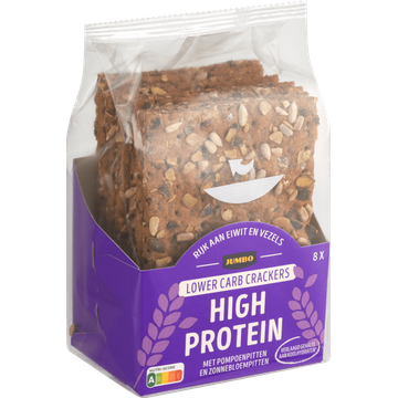 Jumbo Crackers High Protein met Pompoenpitten en Zonnebloempitten 8 Stuks