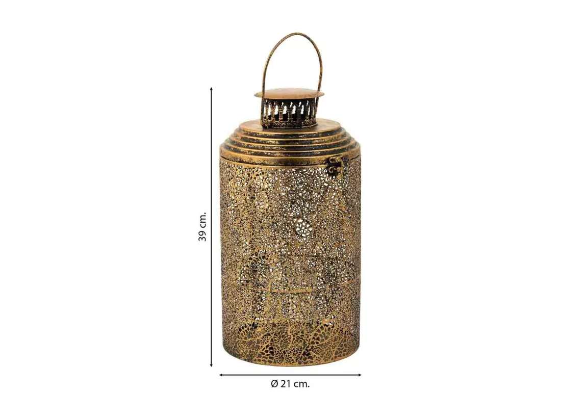 Bougeoir en métal doré 21x21x39h