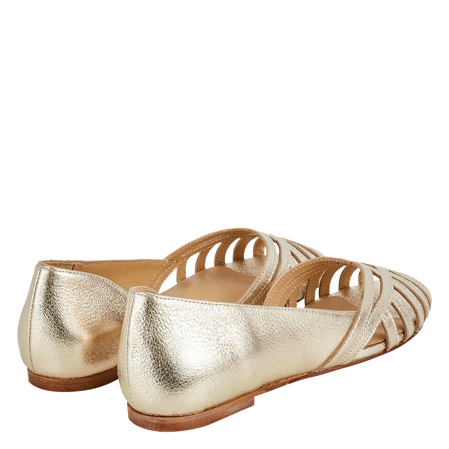DALYNA - Sandales plates en cuir | Doré