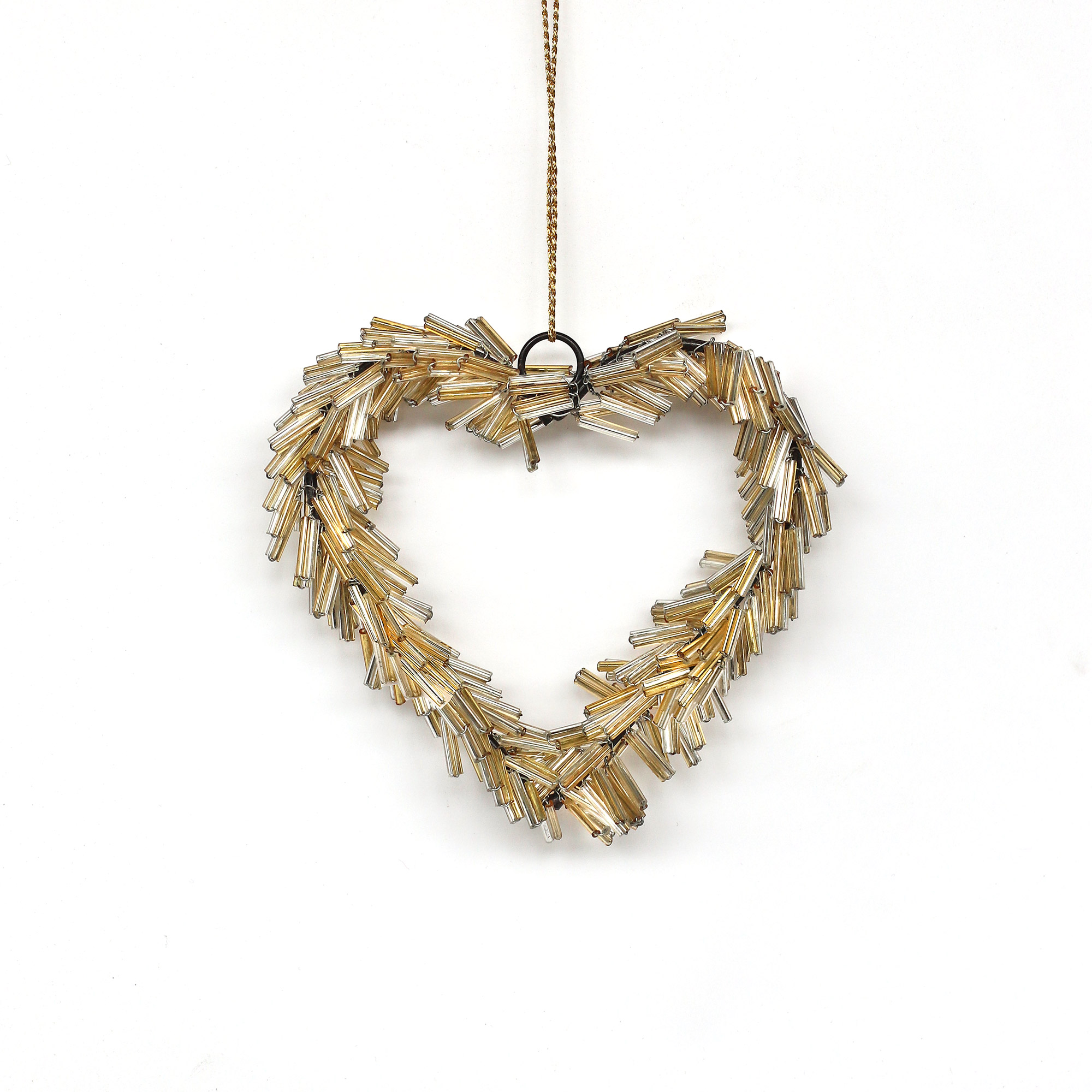 Glasornament 'Herz', gold-silber, Ø 11 cm von fischer's lagerhaus