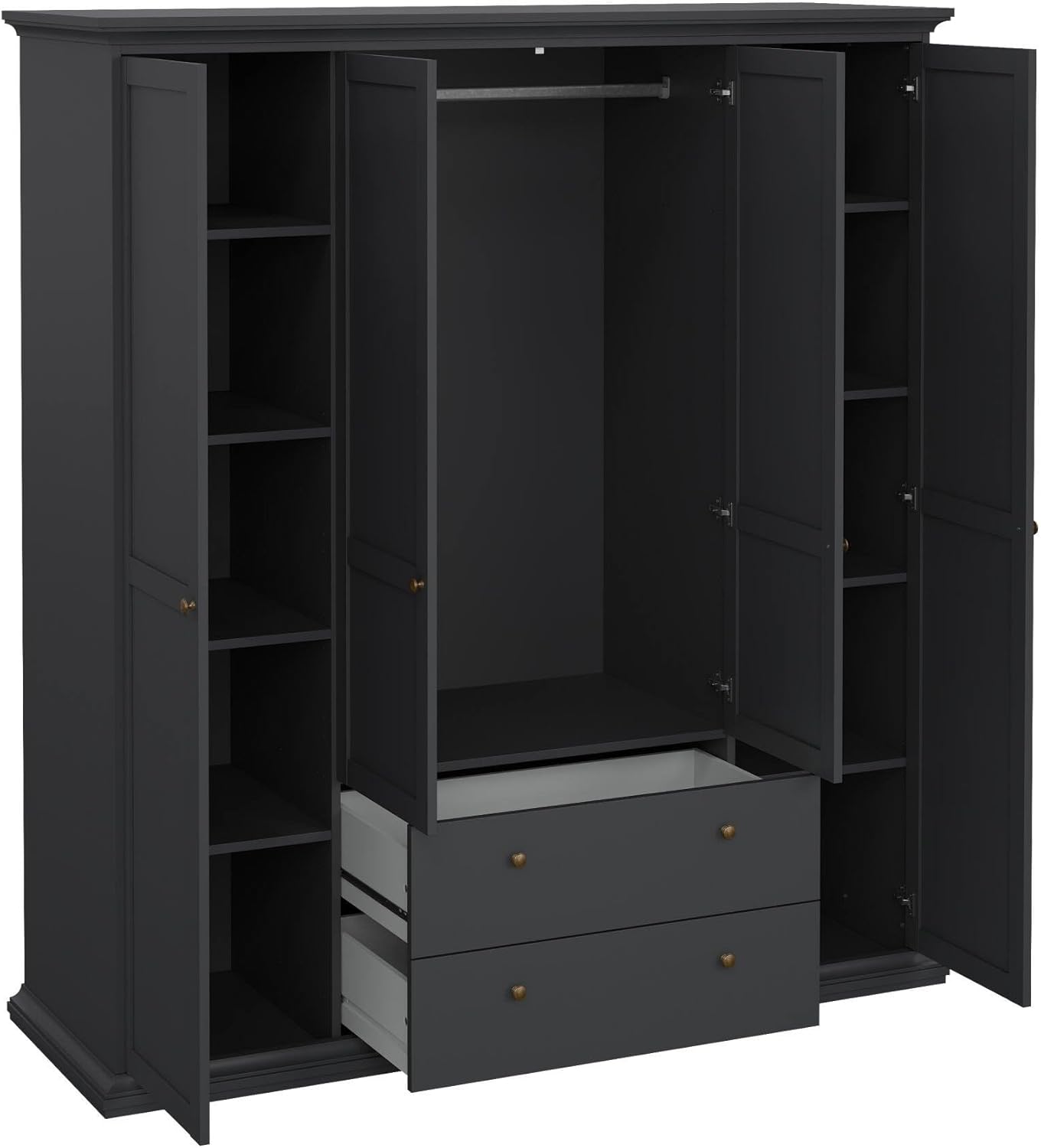 Dmora - Großer Kleiderschrank Pauline, Schlafzimmermöbel, Schrank, Garderobe, 181x61 h201 cm, Grau