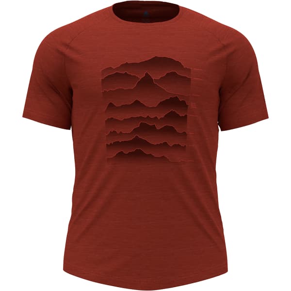 T-shirt randonnée ODLO MC MERINO 130 SWISS P KETCHUP MELANGE