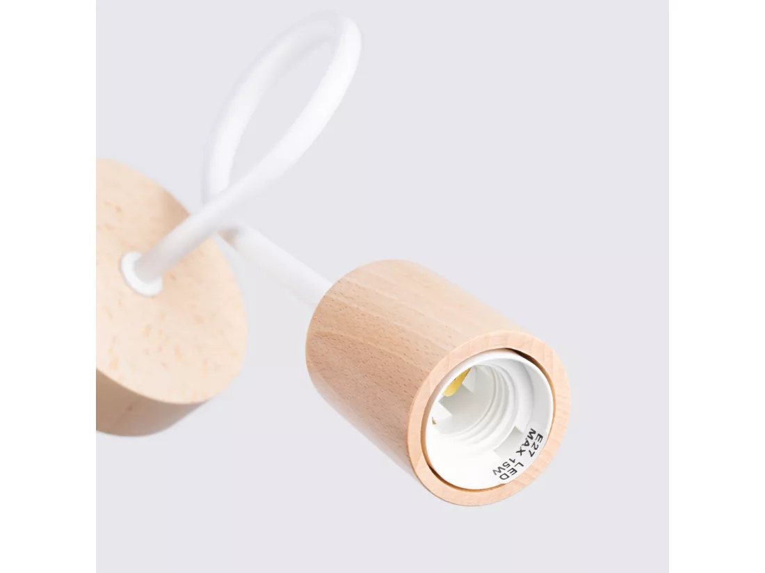 Applique Ember minimaliste en acier/bois - 1 sources lumineuses - L.10 x H.24 cm - blanc/bois naturel