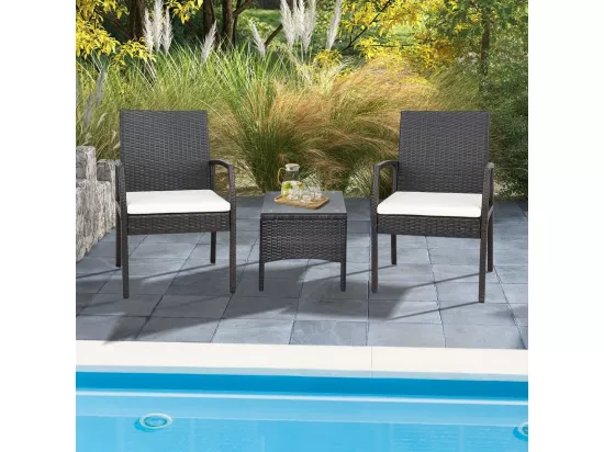 Fauteuil de Jardin Éxterieur Lot de 2 avec Coussins, Chaise Jardin Exterieur en Rotin et fibre naturelle PE, Hauteur d'Assise 40 cm, pour Jardin, Terrasse, Patio