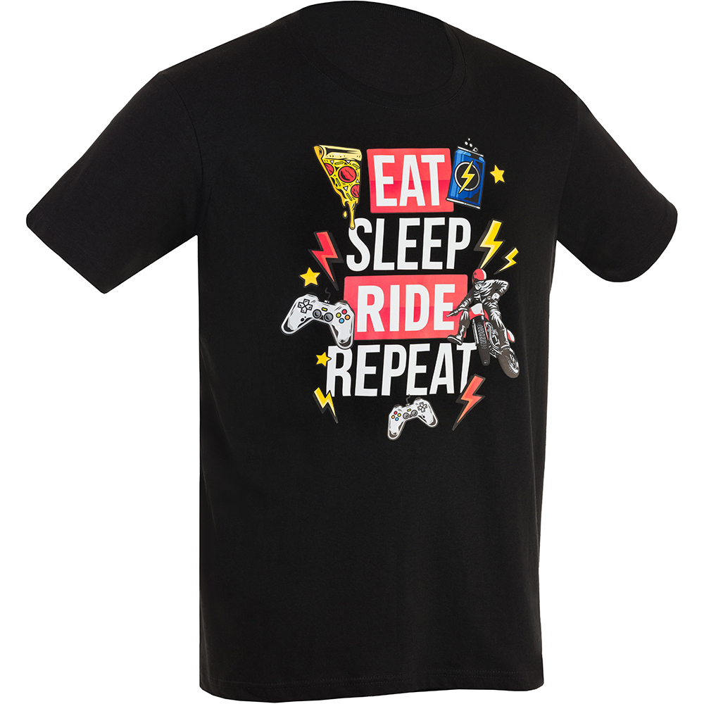 Dafy Moto - T-shirt Eat Sleep Noir / Rouge / Blanc