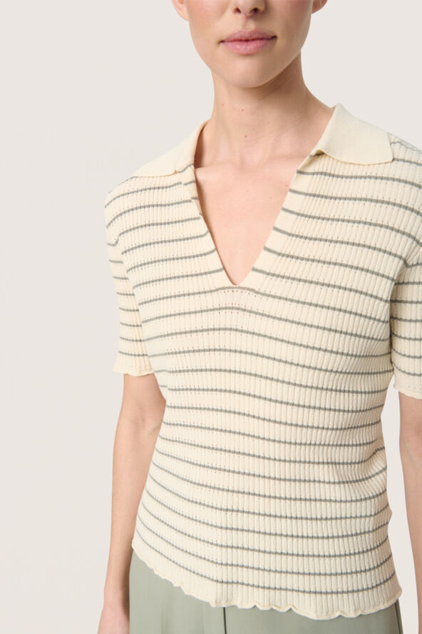 Soaked in Luxury SLLidya Tee White w shadow stripe