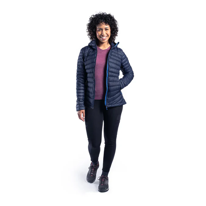 Decathlon Forclaz - Jaqueta puffer feminina com capuz Forclaz MT100