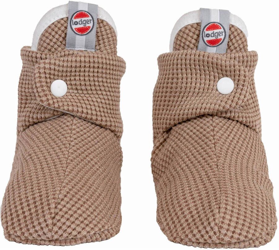 Lodger Antislip Kindersloffen 17 Beige Katoen Drukknoopsluiting 6-12 Luchtig Slipper Ciumbelle