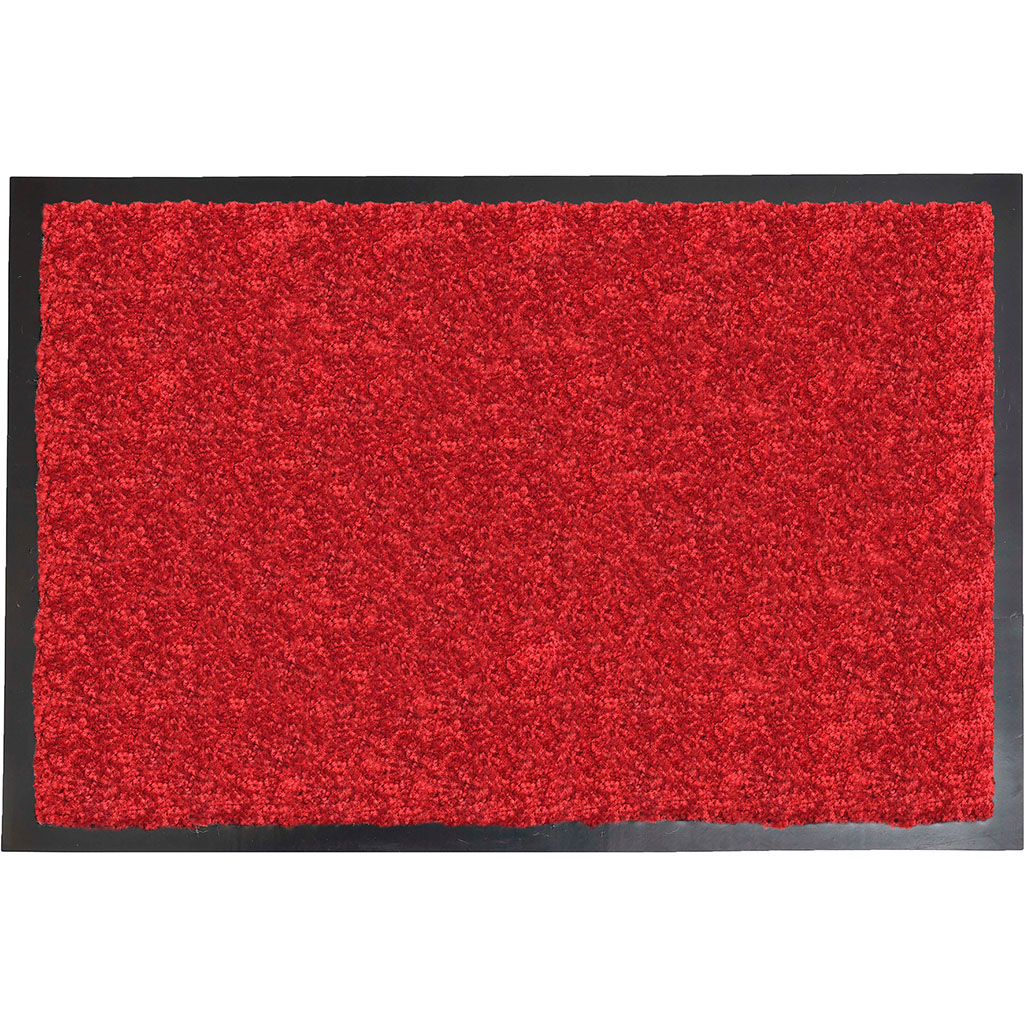 Tapis d'entrée rouge bordures en caoutchouc noires 40x60cm