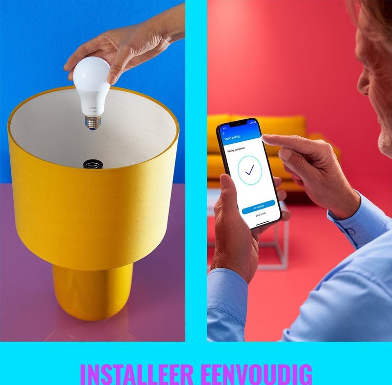 WiZ - Slimme LED Lamp - Gekleurd en Wit Licht - E27 Fitting - Mat