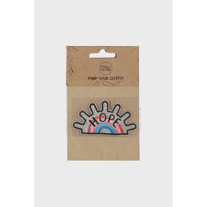 Atelier Veritas-Patch met glitterregenboog 'hope' 4x8cm