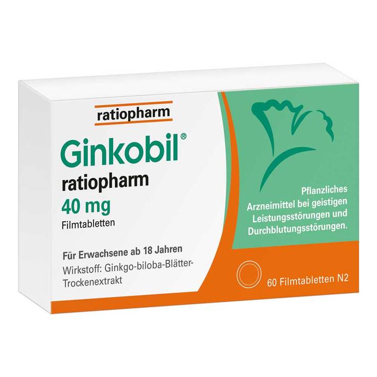Ginkobil ratiopharm 40mg mit Ginkgo biloba, 60 St