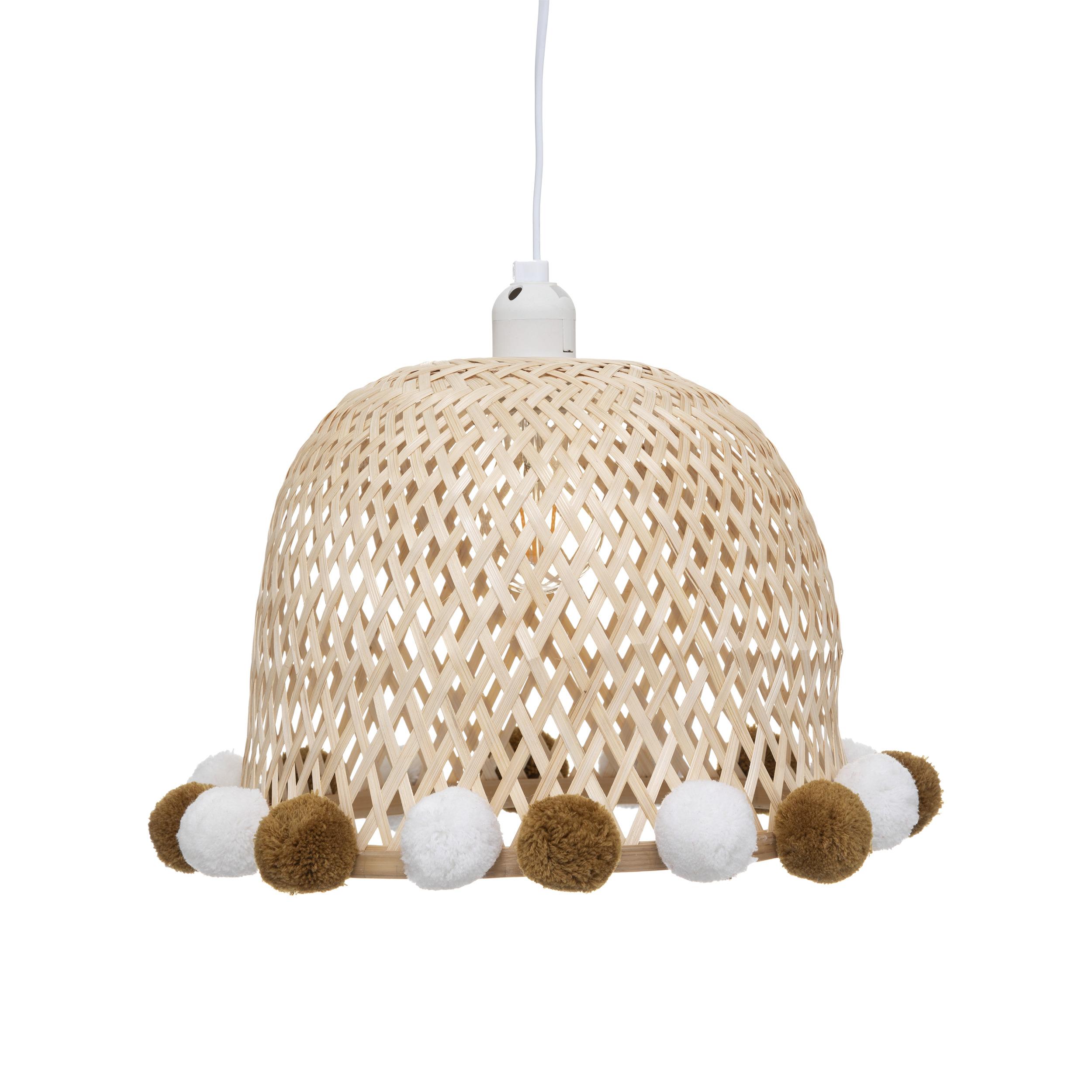 SUSPENSION BAMBOU POMPONS