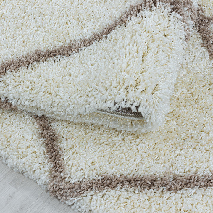 Rond berber vloerkleed - Agadir Lines Creme/Beige