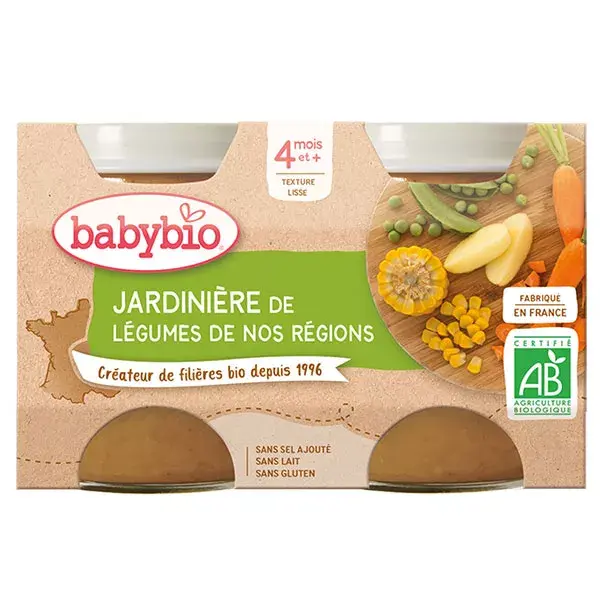 Vaso para Vegetais Babybio, Plantador de Vegetais +4m Orgânico 2 x 130g
