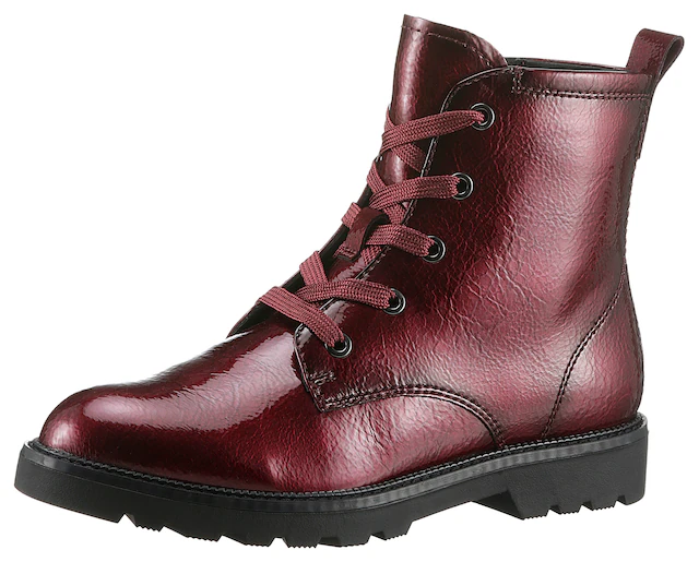 Tamaris Schnürboots  , Blockabsatz, Schnürstiefelette in veganer Verarbeitung