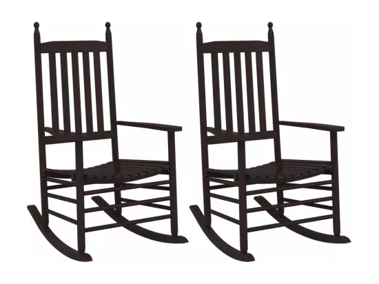 Chaises à bascule sièges incurvés lot de 2 brun peuplier massif