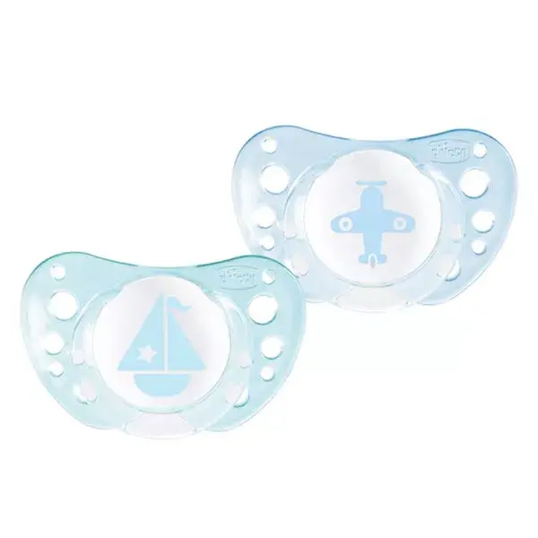 Chicco Physio Forma Air Sucette Silicone +0m Avion Ourson Lot de 2 + Boite de Stérilisation