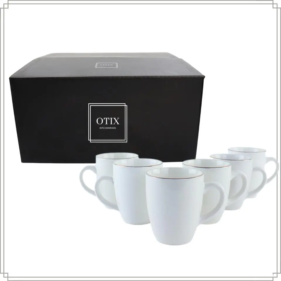 OTIX Mokken Set Wit met Goud 200ml Porselein 6 stuks DAISY